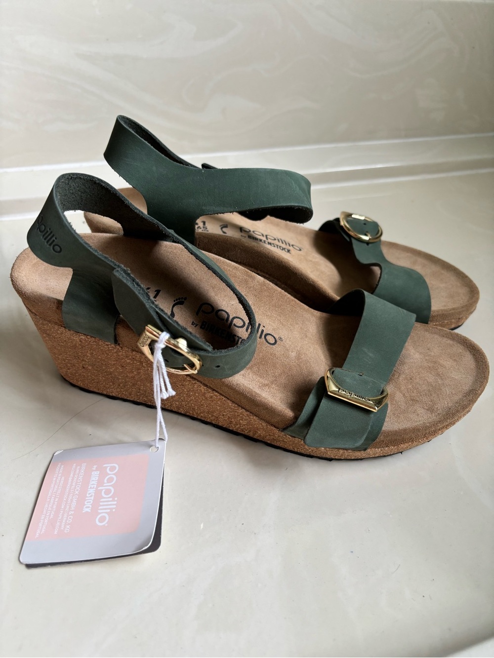 Birkenstock Papillio Women's Green Cork Wedge Sandals